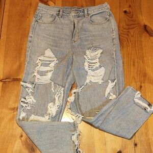 Women's Distressed Blue Jeans